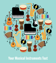 Assorted Musical Instruments Design With Text Area