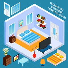 Canvas Print - Isometric Bedroom Interior