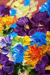 Abstract background. Oil painting - flowers