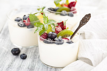 Wall Mural - Fresh yogurt with berries.