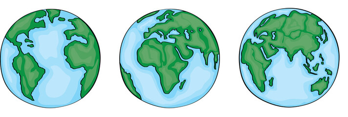 hand drawn cute cartoon earth set. vector