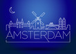 Amsterdam City Line Silhouette Typographic Design
