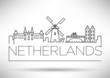 Netherlands City Line Silhouette Typographic Design