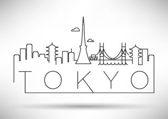 Wall Mural - Tokyo City Line Silhouette Typographic Design