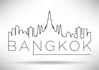 Wall Mural - Bangkok City Line Silhouette Typographic Design