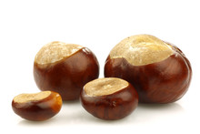 Bunch Of Chestnuts On A White Background