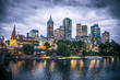 Melbourne city and the Yarra river at night.