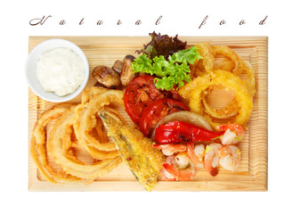 Wall Mural - Restaurant food - roasted seafood with grilled vegetables assort