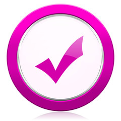 Fototapete - accept violet icon check sign