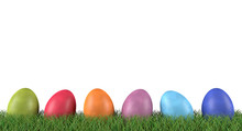 Easter Eggs On Grass