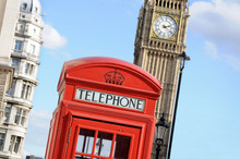 Red Telephone Box And Big Ben In London
