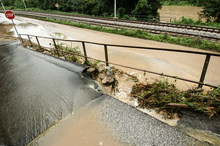 Flood Aftermath With Damaged Road