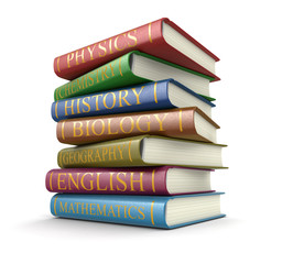 Stack of textbooks (clipping path included)