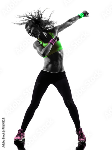 Naklejka - mata magnetyczna na lodówkę woman exercising fitness zumba dancing silhouette