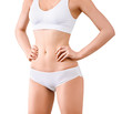 © chettythomas - Woman with beautiful slim body posing in underwear on the white