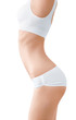 © chettythomas - Woman with perfect slim body in white underwear isolated on