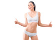 © chettythomas - Woman with beautiful slim body posing in underwear on the white