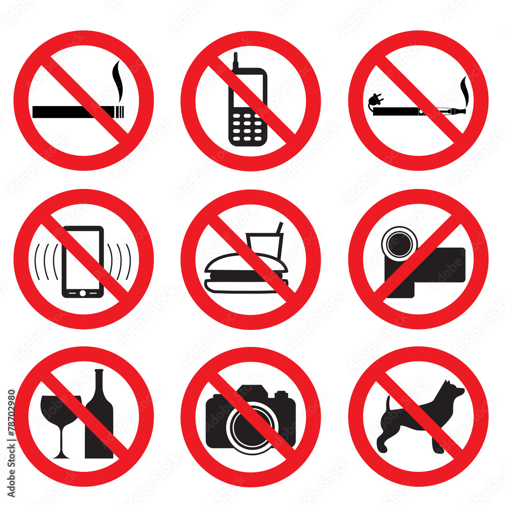 zakaz fotografowania, filmowania, palenia - obrazy, fototapety, plakaty 