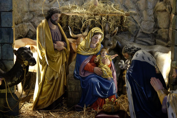 Canvas Print - Nativity scene, Church of the Holy Blood in Graz, Austria 