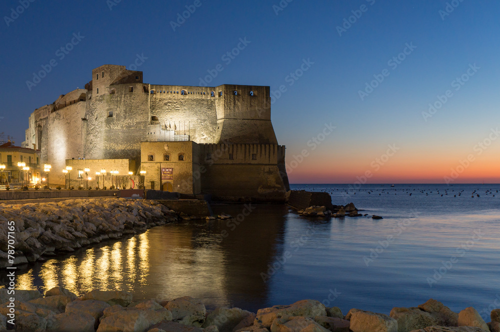 Castel dell' Ovo in Naples. - obrazy, fototapety, plakaty 