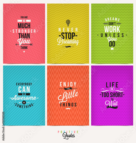 Set of Positive Quote Typographical Background Poster