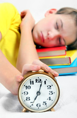 Wall Mural - Kid sleep with Alarm Clock