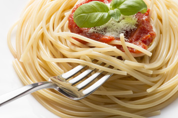 Wall Mural - dish with spaghetti and tomato sauce