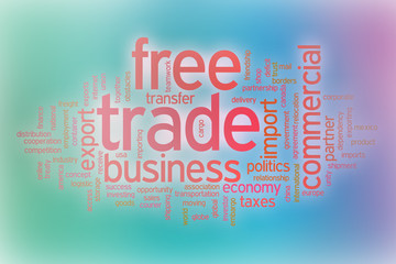 Sticker - Free trade word cloud with abstract background