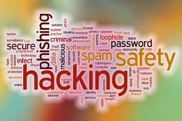 Sticker - Hacking word cloud with abstract background