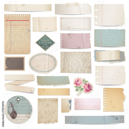 Fotografía set of vector paper scraps on white