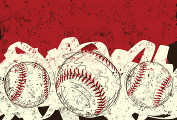 Wall Mural - Three baseballs