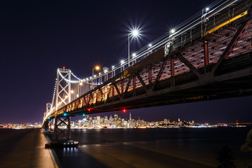 Fototapete - SF Bay Bridge at Night