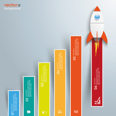 Wall Mural - chart growth colored bars rocket