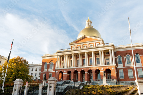 Fotografie, Obraz Massachusetts State house on Beacon Hill, downtown Boston