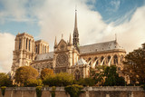 Fototapeta Paryż - Notre Dame de Paris cathedral, vintage toned photo