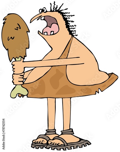 caveman-eating-a-large-drumstick-stock-illustration-adobe-stock