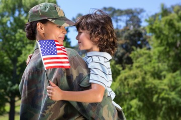 Soldier reunited with her son