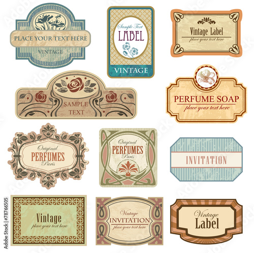 Láminas Ornate vintage labels in style Art Nouveau.