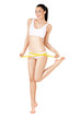 © chettythomas - Slim woman in white underwear  and measure around her leg on