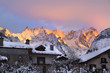 Sunrise mountains in the ski resort Courmayeur