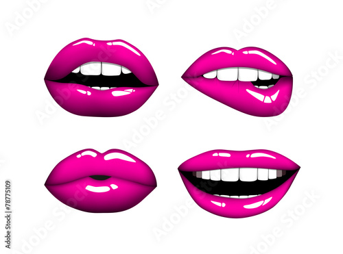 Set or collection of various type of pink lips. Poster