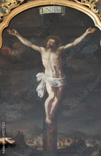 Fotografie, Obraz Altar of Holy Cross, Mariahilf church in Graz, Austria
