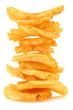 freshly baked stack of deep ridged potato chips