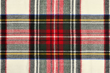 Scottish Tartan Pattern.Red White Wool Plaid Print Background.