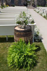 Wall Mural - wedding aisle wine barrel white flower green