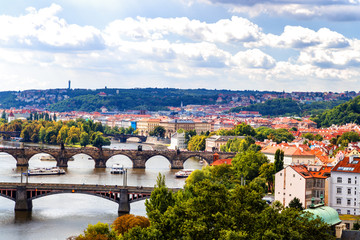 Poster - Bridge and rooftops of Prague