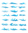 set icons, stylized waves and drops