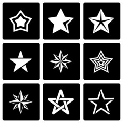 Wall Mural - vector black stars icon set