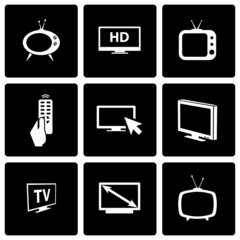 Poster - Vector black tv icon set