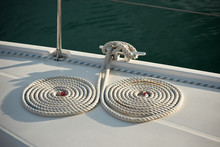 Nautical Mooring Ropes On A Boat